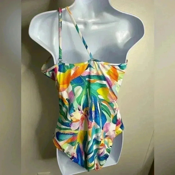 La Blanca Wild Tropic One Shoulder One Piece Swimsuit Size 12 - Picture 4 of 6